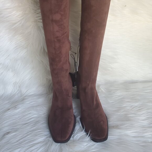 Forever 21 Brown Over The Knee Side Zipper Suede Boot SZ 6 - Picture 8 of 13